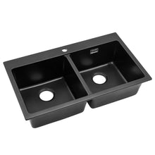 Load image into Gallery viewer, Quartz Undermount Kitchen Sink Double Bowl Black Kitchen Sinks Living and Home