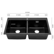 Load image into Gallery viewer, Quartz Undermount Kitchen Sink Double Bowl Black Kitchen Sinks Living and Home