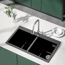 Load image into Gallery viewer, Quartz Undermount Kitchen Sink Double Bowl Black Living and Home