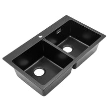 Load image into Gallery viewer, Quartz Undermount Kitchen Sink Double Bowl Black Living and Home