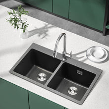 Load image into Gallery viewer, Quartz Undermount Kitchen Sink Double Bowl Black Living and Home