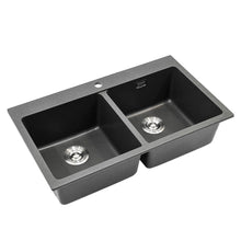 Load image into Gallery viewer, Quartz Undermount Kitchen Sink Double Bowl Black Living and Home