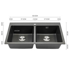 Load image into Gallery viewer, Quartz Undermount Kitchen Sink Double Bowl Black Kitchen Sinks Living and Home