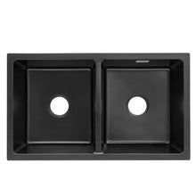 Load image into Gallery viewer, Quartz Undermount Kitchen Sink Double Bowl Black Kitchen Sinks Living and Home