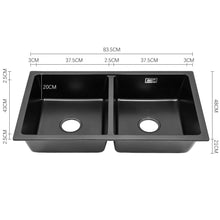 Load image into Gallery viewer, Quartz Undermount Kitchen Sink Double Bowl Black Kitchen Sinks Living and Home