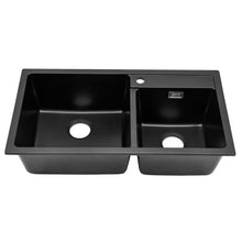 Load image into Gallery viewer, Undermount Double Bowl Quartz Kitchen Sink Black Kitchen Sinks Living and Home