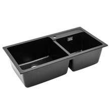 Load image into Gallery viewer, Undermount Double Bowl Quartz Kitchen Sink Black Kitchen Sinks Living and Home