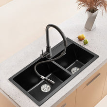 Load image into Gallery viewer, Undermount Double Bowl Quartz Kitchen Sink Black Kitchen Sinks Living and Home