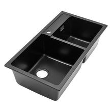 Load image into Gallery viewer, Undermount Double Bowl Quartz Kitchen Sink Black Living and Home
