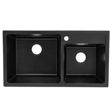 Load image into Gallery viewer, Undermount Double Bowl Quartz Kitchen Sink Black Living and Home
