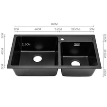 Load image into Gallery viewer, Undermount Double Bowl Quartz Kitchen Sink Black Living and Home