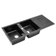 Load image into Gallery viewer, Quartz Undermount Double Bowl Kitchen Sink with Drainboard Living and Home