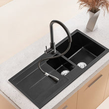 Load image into Gallery viewer, Quartz Undermount Double Bowl Kitchen Sink with Drainboard Living and Home