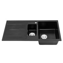 Load image into Gallery viewer, Quartz Undermount Double Bowl Kitchen Sink with Drainboard Living and Home