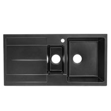 Load image into Gallery viewer, Quartz Undermount Double Bowl Kitchen Sink with Drainboard Living and Home
