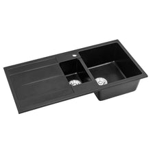 Load image into Gallery viewer, Quartz Undermount Double Bowl Kitchen Sink with Drainboard Living and Home