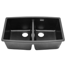 Load image into Gallery viewer, Quartz Equal Double Bowl Undermount Kitchen Sink Black Kitchen Sinks Living and Home