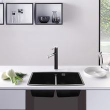 Load image into Gallery viewer, Quartz Equal Double Bowl Undermount Kitchen Sink Black Kitchen Sinks Living and Home
