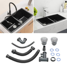 Load image into Gallery viewer, Black High-quality Equal Double Bowl Undermount Kitchen Sink Kitchen Sinks Living and Home