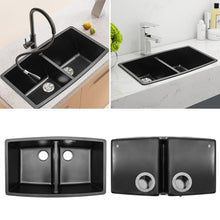 Load image into Gallery viewer, Black High-quality Equal Double Bowl Undermount Kitchen Sink Kitchen Sinks Living and Home