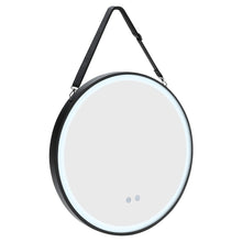 Load image into Gallery viewer, Round Metal LED Mirror with Hanging Strap Bathroom Mirrors Living and Home