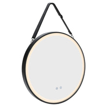 Load image into Gallery viewer, Round Metal LED Mirror with Hanging Strap Bathroom Mirrors Living and Home