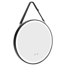 Load image into Gallery viewer, Round Metal LED Mirror with Hanging Strap Bathroom Mirrors Living and Home