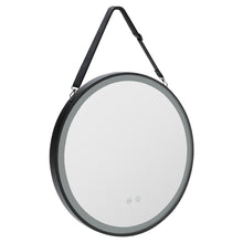 Load image into Gallery viewer, Round Metal LED Mirror with Hanging Strap Bathroom Mirrors Living and Home