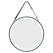 Load image into Gallery viewer, Round Metal LED Mirror with Hanging Strap Bathroom Mirrors Living and Home