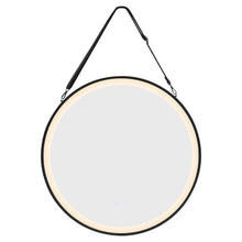 Load image into Gallery viewer, Round Metal LED Mirror with Hanging Strap Bathroom Mirrors Living and Home