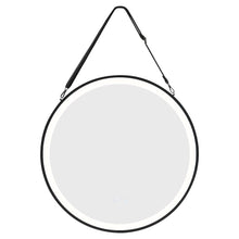 Load image into Gallery viewer, Round Metal LED Mirror with Hanging Strap Bathroom Mirrors Living and Home