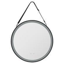 Load image into Gallery viewer, Round Metal LED Mirror with Hanging Strap Bathroom Mirrors Living and Home