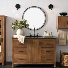 Load image into Gallery viewer, Round Metal LED Mirror with Hanging Strap Bathroom Mirrors Living and Home 60cm W x 4cm D x 60cm H