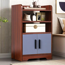 Load image into Gallery viewer, 80cm H Contemporary Wooden Sideboard Cabinet with Open Storage Cabinets Living and Home Brown Grey
