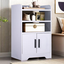 Load image into Gallery viewer, 80cm H Contemporary Wooden Sideboard Cabinet with Open Storage Cabinets Living and Home White