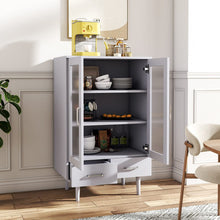 Load image into Gallery viewer, Elegant White Kitchen Side Cabinet with Transparent Double Doors Living and Home