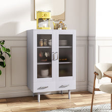 Load image into Gallery viewer, Elegant White Kitchen Side Cabinet with Transparent Double Doors Living and Home