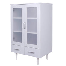 Load image into Gallery viewer, Elegant White Kitchen Side Cabinet with Transparent Double Doors Living and Home