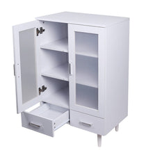 Load image into Gallery viewer, Elegant White Kitchen Side Cabinet with Transparent Double Doors Living and Home