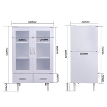 Load image into Gallery viewer, Elegant White Kitchen Side Cabinet with Transparent Double Doors Living and Home