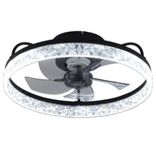 Load image into Gallery viewer, Modern Black Round Crystal Ceiling Fan with Light Ceiling Fans Living and Home