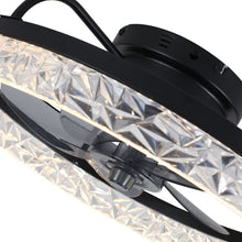 Load image into Gallery viewer, Modern Black Round Crystal Ceiling Fan with Light Ceiling Fans Living and Home
