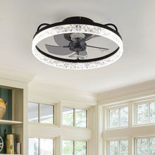 Load image into Gallery viewer, Modern Black Round Crystal Ceiling Fan with Light Ceiling Fans Living and Home