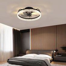 Load image into Gallery viewer, Modern Black Round Crystal Ceiling Fan with Light Ceiling Fans Living and Home