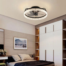 Load image into Gallery viewer, Modern Black Round Crystal Ceiling Fan with Light Ceiling Fans Living and Home