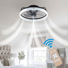 Load image into Gallery viewer, Modern Black Round Crystal Ceiling Fan with Light Ceiling Fans Living and Home