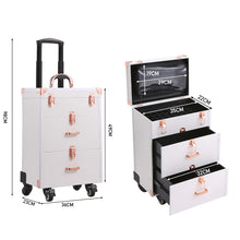 Load image into Gallery viewer, Professional 3 in 1 Cosmetic Trolley Case Makeup Box on Wheels