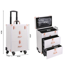 Load image into Gallery viewer, White/Green 3 in 1 Professional Cosmetic Trolley Case Makeup Box on Wheels Makeup Organizers Living and Home