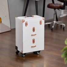 Load image into Gallery viewer, White/Green 3 in 1 Professional Cosmetic Trolley Case Makeup Box on Wheels Makeup Organizers Living and Home