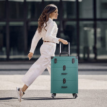 Load image into Gallery viewer, White/Green 3 in 1 Professional Cosmetic Trolley Case Makeup Box on Wheels Makeup Organizers Living and Home